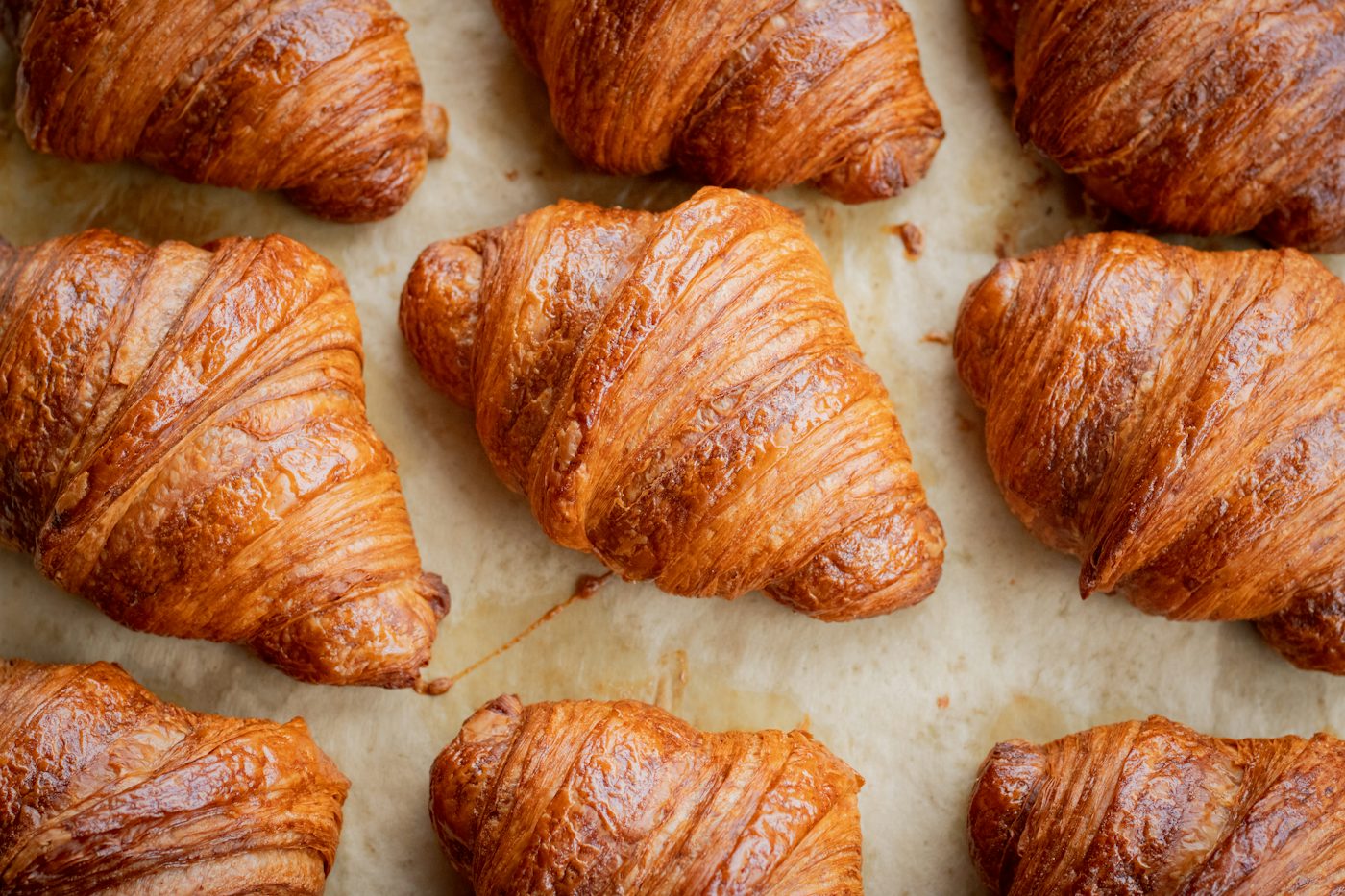 Golden butter croissants fresh from the morning bake